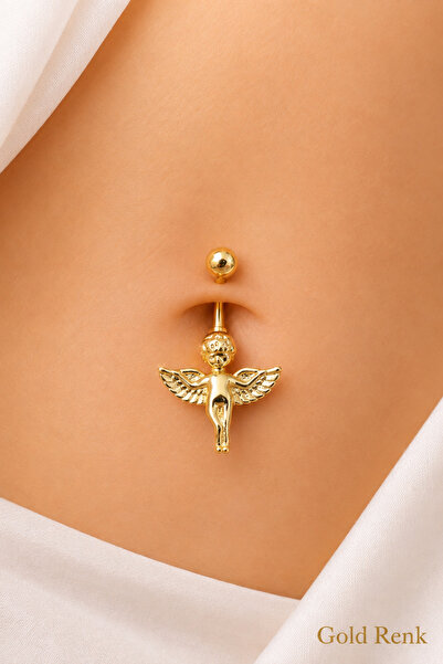 Sacce Scarves&Accessories Çelik Melek Figürlü Göbek Piercing Gold