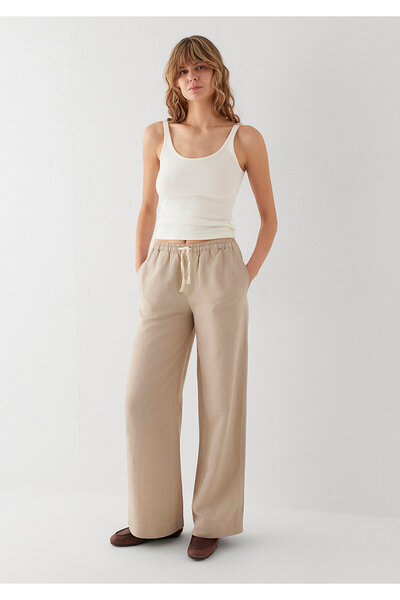 Mavi Linen Blend Beige Trousers 1011269-82393