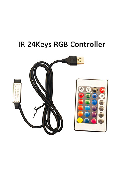 Choice وحدة تحكم LED RGB بالأشعة تحت الحمراء بـ 24 مفتاحًا، كابل تحكم USB صغي...