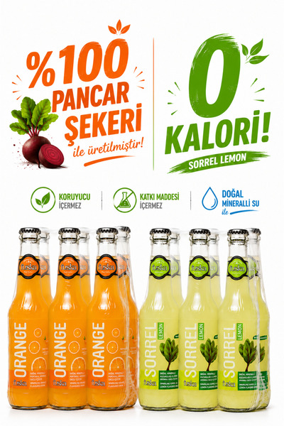 12'li Kuzukulağı ve Portakal Aromalı Doğal Mineralli Gazlı İçecek Set 250ml x 12 Adet