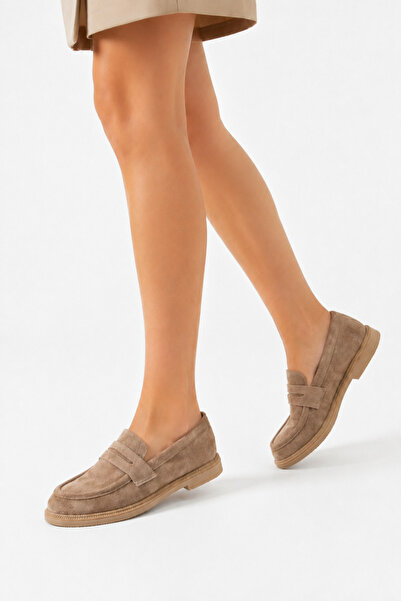 POTEEN Pantofi Gigi pentru femei loafers piele întoarsă C323-Mink
