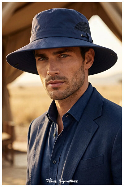 PIECE SIGNATURE Unisex 9 cm Safari Hat with Visor and Mesh - Camping, Fishing...