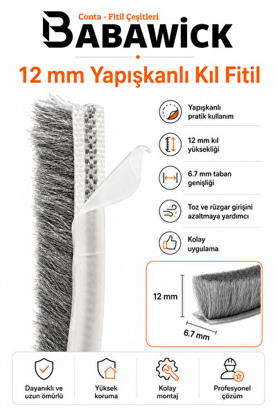 BABAWİCK 10 Meters Adhesive Bristle Wicks 12mm Height Glass Balcony and Alumi...