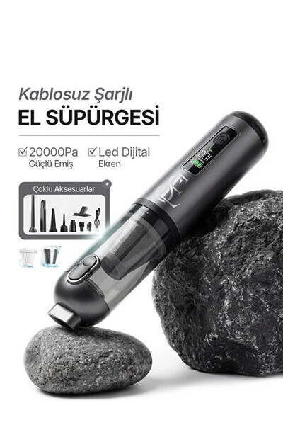 EN SİGA Kablosuz Şarjlı El Süpürgesi 20000Pa Güçlü Emiş, Dijital Ekran, Type‑...
