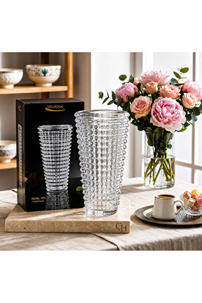 çukurova home Crystal Luxury Large Size Vase 1 Piece (27 cm Height 14 cm Mout...