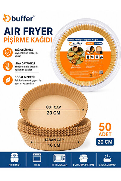 Buffer 50 Pieces Disposable Oil-Proof Round Plate Model - 20 cm XL Air Fryer ...