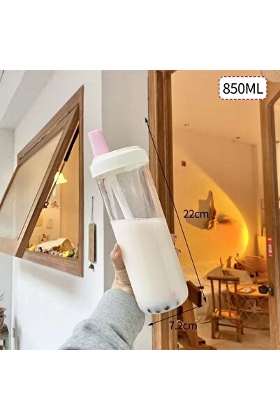 Choice7 زجاجات مياه وردية سعة 500 مل / 850 مل مع غطاء وشفاطة، أكواب بلاستيكية...