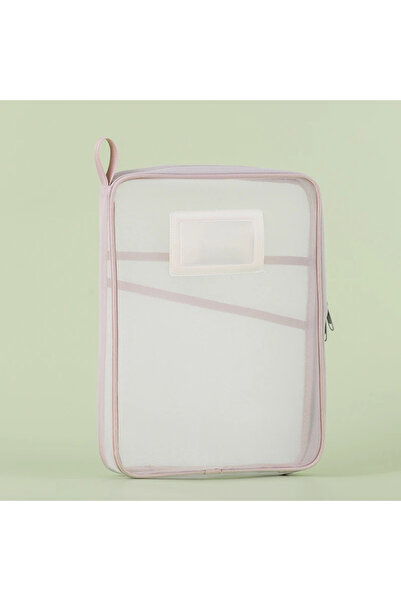 Choice 31x23.5x4cm Pink A4 Stationery Storage Bag Double-layer Mesh Zipper Ba...