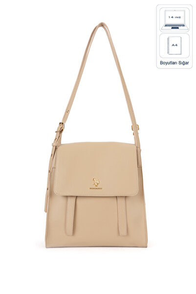U.S. Polo Assn. حقيبة ماسنجر نسائية باللون البيج Us26584
