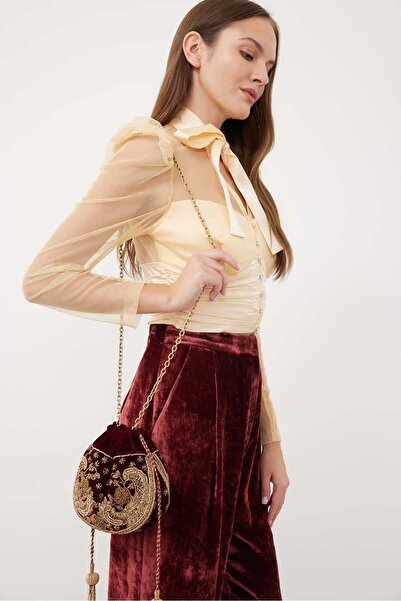 Roman Nakışlı Kadife Pouch Standart Renk K2381101_089