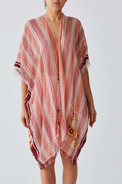 Roman Çiçek Desenli Çizgili Kimono Standart Renk Y1984308_089