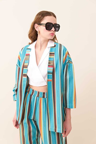 Roman Beli Kuşaklı Kimono Standart Renk Y2461114_089