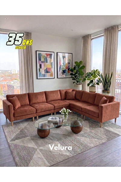 Velura Home & Living Armin Akıllı 6 Modül Köşe Koltuk Takımı & Modüler Yatakl...