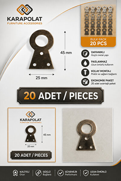 KARAPOLAT Büyük Kalın Tip Tablo Askısı 20 Adet | Çerçeve ve Pano Askısı | Duv...