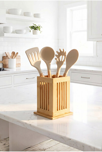 İronika 5-Piece Silicone Heat-Resistant Spoon Set with Spoon Holder, Colander...