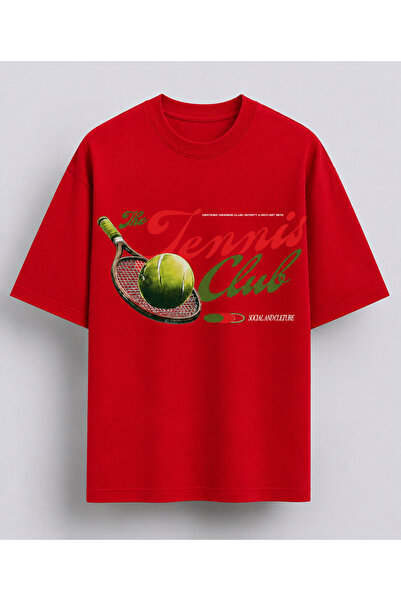 VODEXA Unisex Oversize Tennis Printed T-Shirt 100% Cotton Tennis Themed Comfo...