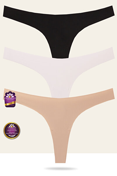 papatya lingerie Kadın Lazer Kesim Tanga 3'lü Paket w-2853 r9+6