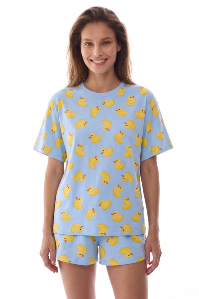 Penti Mavi Cutene Şort Pijama Takımı