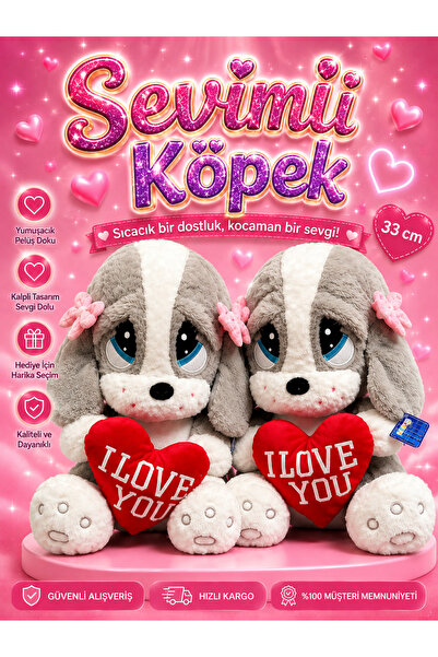ideal STORE Plush Cute Design Dog with I Love You Pillow