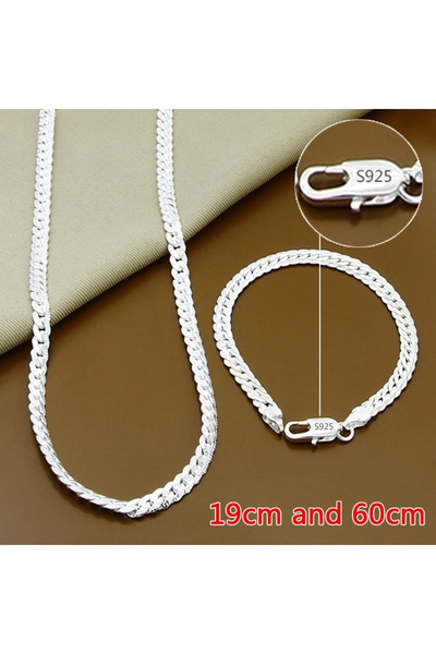 choice2 19cm and 60cm Hot sale 925 Sterling Silver 8/16/18/20/22/24 Inch 6mm ...