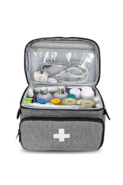 Choice1 Gray Travel First Aid Kit Bag for Home Medical Carry Bag Multifunctio...