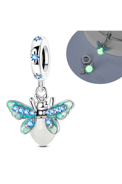 Choice8 KTC1729 925 Silver Charms Luminous Beads Firefly Chameleon Fit Origin...