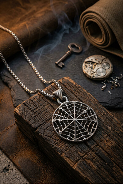Begondio Spider Web Handcrafted Stainless Steel Chain Men's Necklace