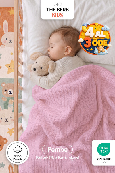 The Berb |   100% Cotton |   Knitted Pattern Baby Pique Blanket |   100X110 |...