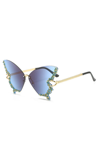 Choice6 Gold Gray Blue Luxury Party Sunglasses Women Butterfly Diamond Rhines...