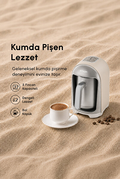 Emsan Kumda Türk Kahve Makinesi Bej 5 Fincan Kapasiteli