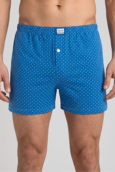 OBJE Men's Blue Star Pattern Single Jersey Boxer