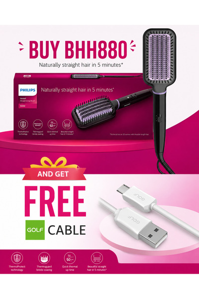 Philips BHH880 HAIR STRAIGHTNER GET FREE GOLF GC31 MICRO ADAPTER