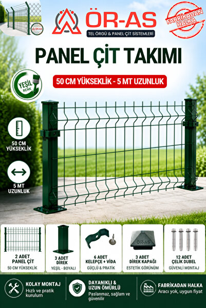 ÖR-AS TEL ÖRGÜ & PANEL ÇİT SİSTEMLERİ 50'Lik Panel Çit Takım  5 Mt + 1 direk ...