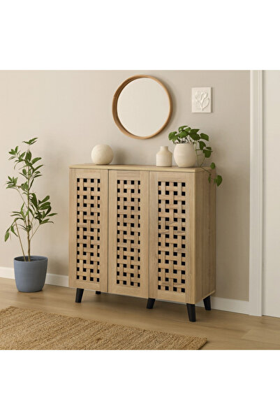 DEC4 Shoe cabinet with a natural touch of Malaysian wood in different colors,...