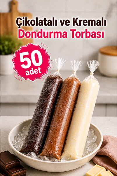 Chocolate and Cream Ice Cream Bag 50Pcs Freezer Safe Leakproof 5.5X33Cm Homemade Ice Cream Pouch