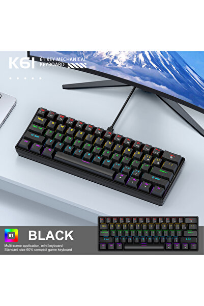 Choice Red Switch Black 61 Keys Mechanical Keyboard Wired,APAYADO K61 RGB 60%...