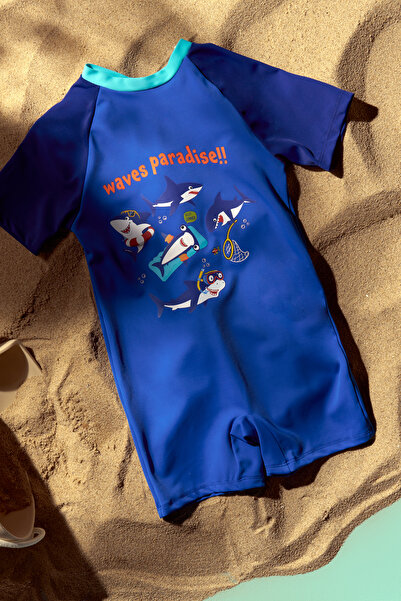 Penti Boy's Circus Shark Patterned Swimsuit