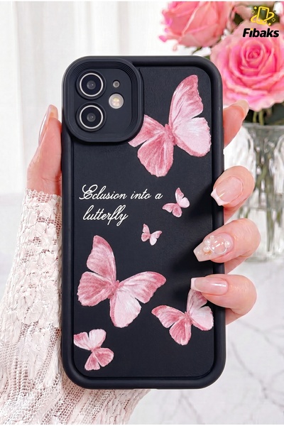 Fibaks iPhone 11 Kılıf Yumuşak Dokulu Kelebek Desenli Yumuşak Kamera Korumalı...