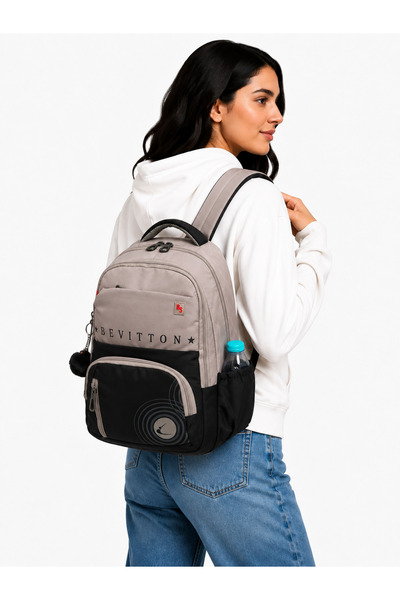 Bevitton Bvt-34400 School Bag Water Resistant Fabric Unisex Mink-Black School...