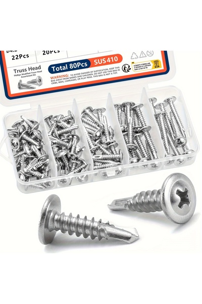 Choice #8 Modified Truss Head Sheet Metal Screws Assortment Kit 410 Stainless...