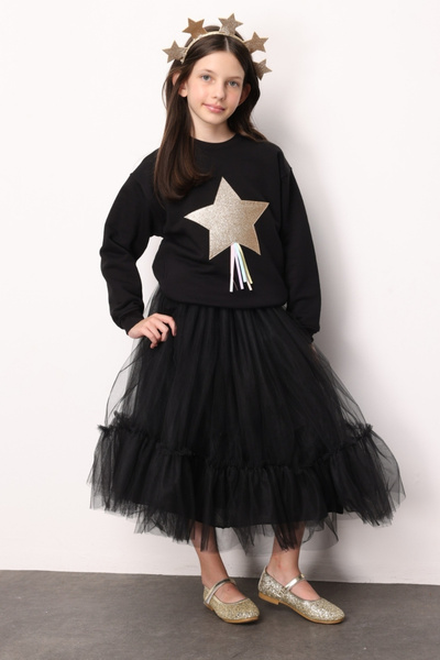 Le Mabelle Black Girl's Long Tulle Skirt - Mindy