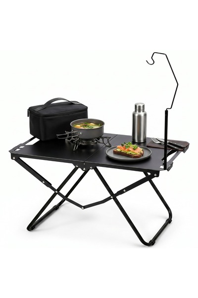 AutoFamily Folding Aluminum Alloy Camping Table BLACK – Roll-Up Table, Portab...