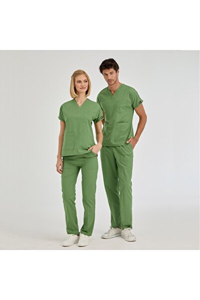 ÇİZGİ MEDİKAL Verde fistic Dr. Grays Doctor Nurse Medical Scrubs Suit Materia...