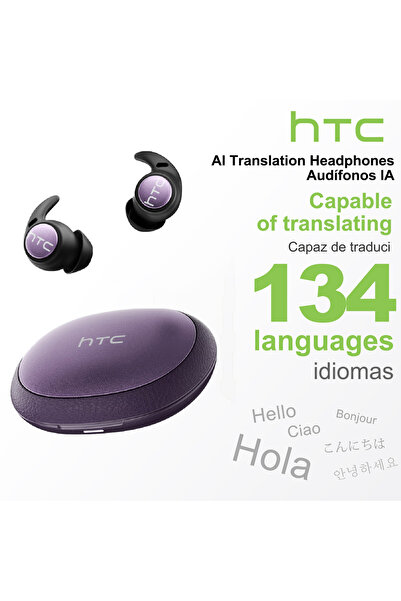 Choice3 purple AI HTC NE76 Bluetooth Earphones, AI Translator Earbuds Mini In...