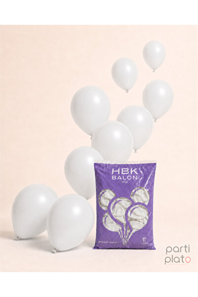 HBK Balon Pastel White 11 Inch Latex Balloons 100 Pack – Party and Decoration...