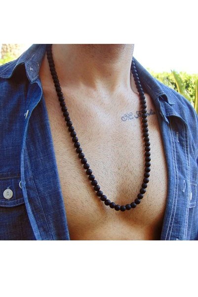 Kusakli Matte Onyx Natural Stone Men's Necklace