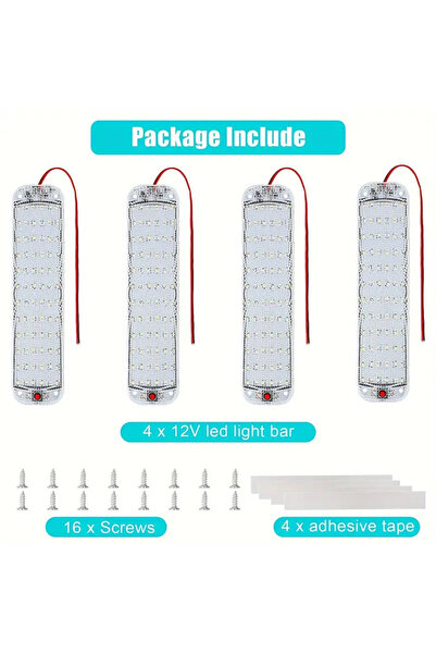Choice 4PCS 4pcs 12V 24V 72LED RV Ceiling Dome Light Bar Strip RV Interior Re...
