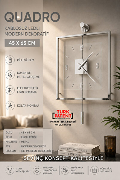SEVİNÇ KONSEPT KROM RENGİ Quadro Kare Şeffaf Luxe 45 x 65 cm, Modern Dekorati...
