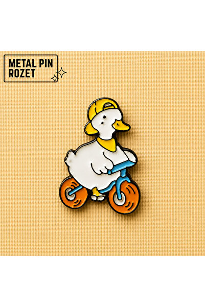 DREAMIOGIFTANDBOX Sevimli Ördek Bisiklet Figürlü Metal Pin Rozet Kawaii Çanta...