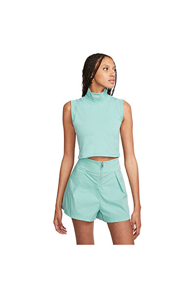 Nike W NSW CLLCTN MOCK CROP TANK FB8343-309 Τυρκουάζ